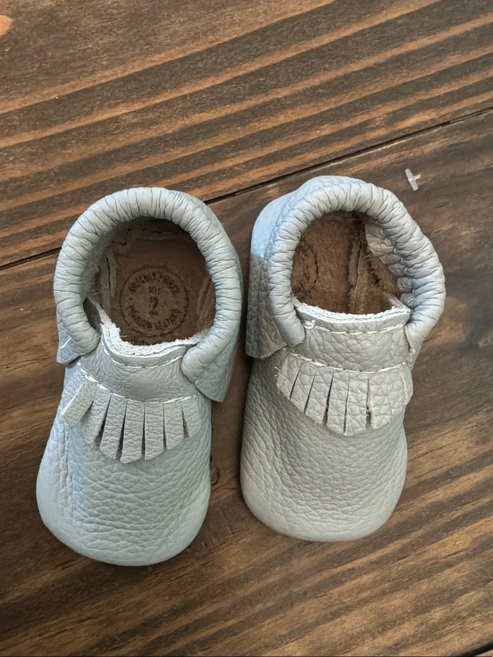 Freshly Picked Light Gray Moccasins with Fringe - Kids